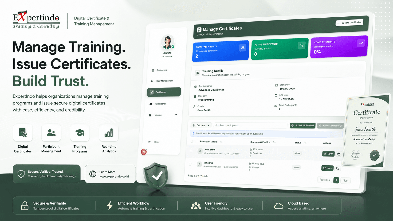 ExpertIndo - Digital Certificate & Training Management - 1